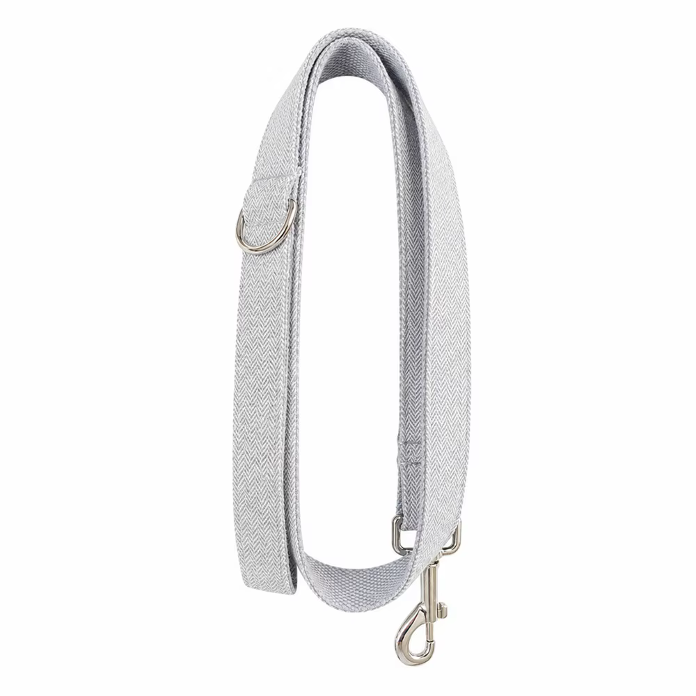 Collar de perro personalizado con nombre en tela gris claro, ajustable - imagen 4