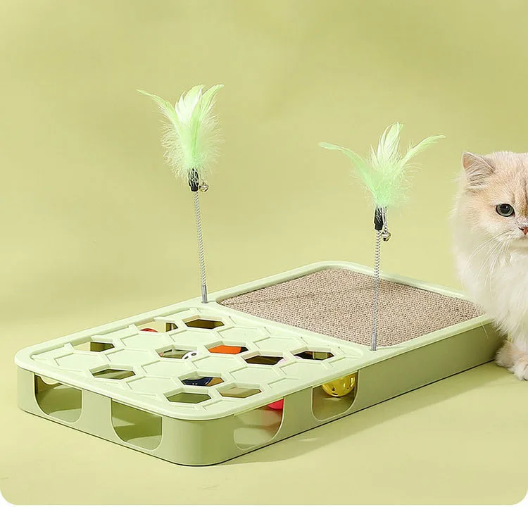 Vista frontal del juego interactivo de rompecabezas para gatos