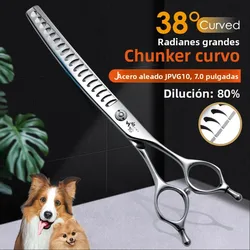 Tijeras de peluquería canina Fenice, curvas para adelgazar el pelo