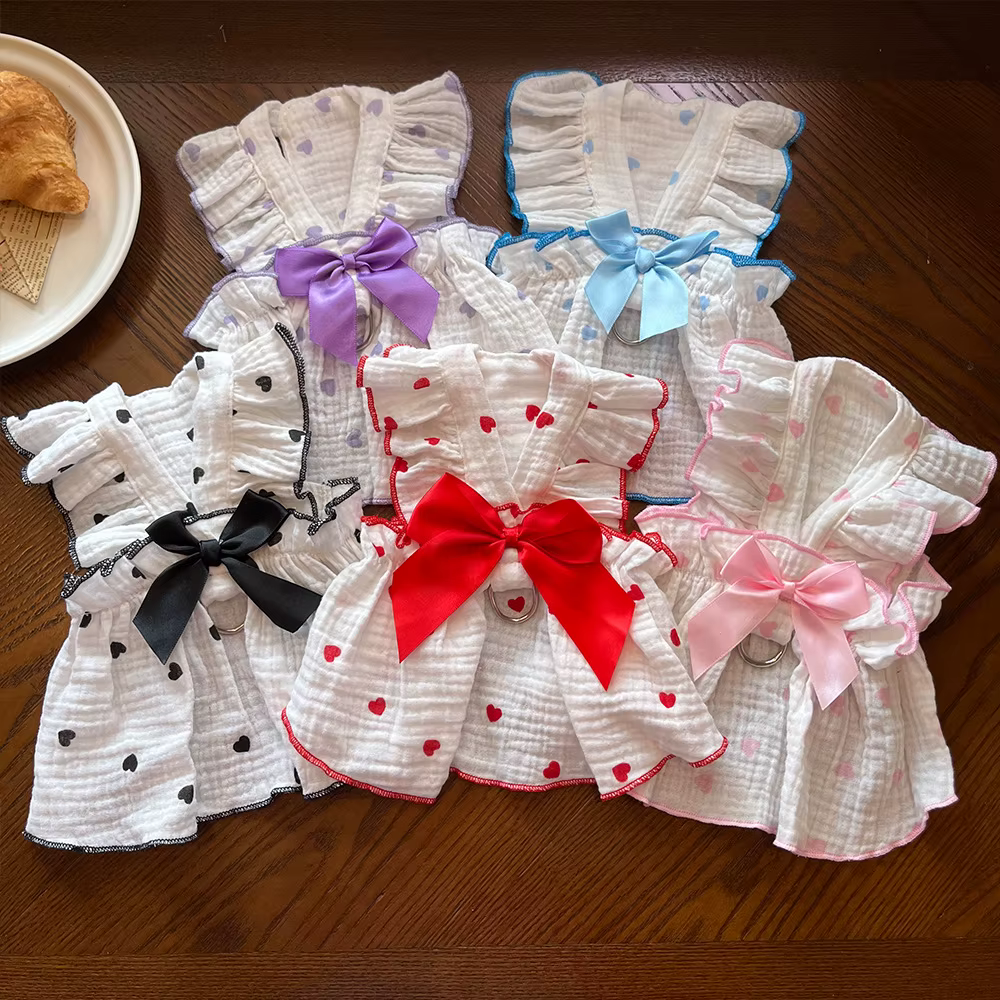 Vestido verano corazones para perros y gatos, Pomerania Chihuahua - imagen 3