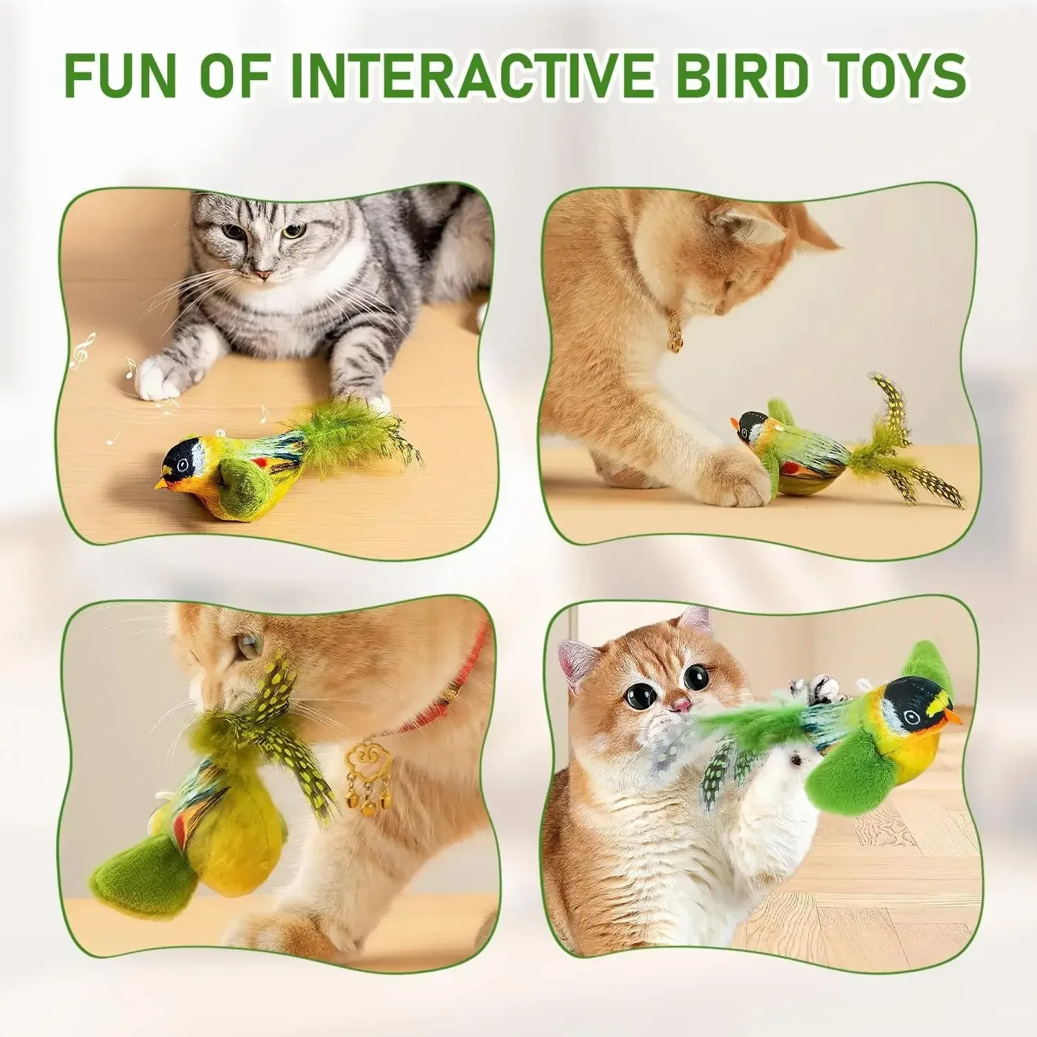 Juguete para gatos con sonido de pájaro y cuerda elástica antirascados - imagen 4