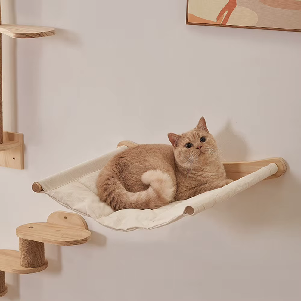 Rascador de pared para gatos de madera con hamaca y cama - imagen 2