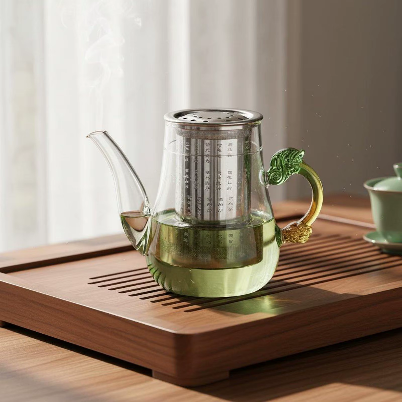 Tetera de vidrio con infusor de té Kung Fu, resistente al calor y al frío, diseño chino, para el hogar y la oficina, 5 unidades