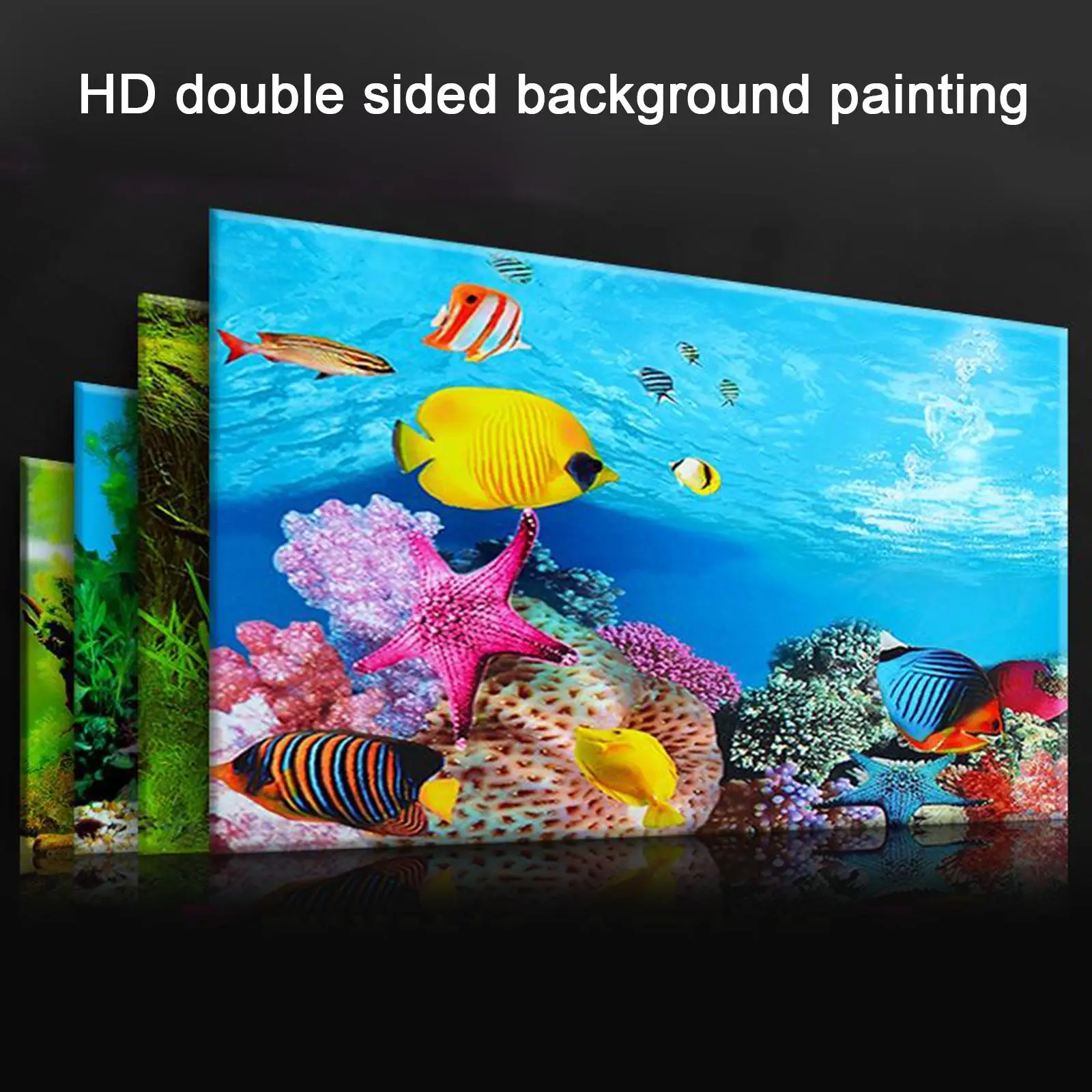 Fondo decorativo para acuario en PVC – Paisaje pintado 30x52 cm - imagen 2