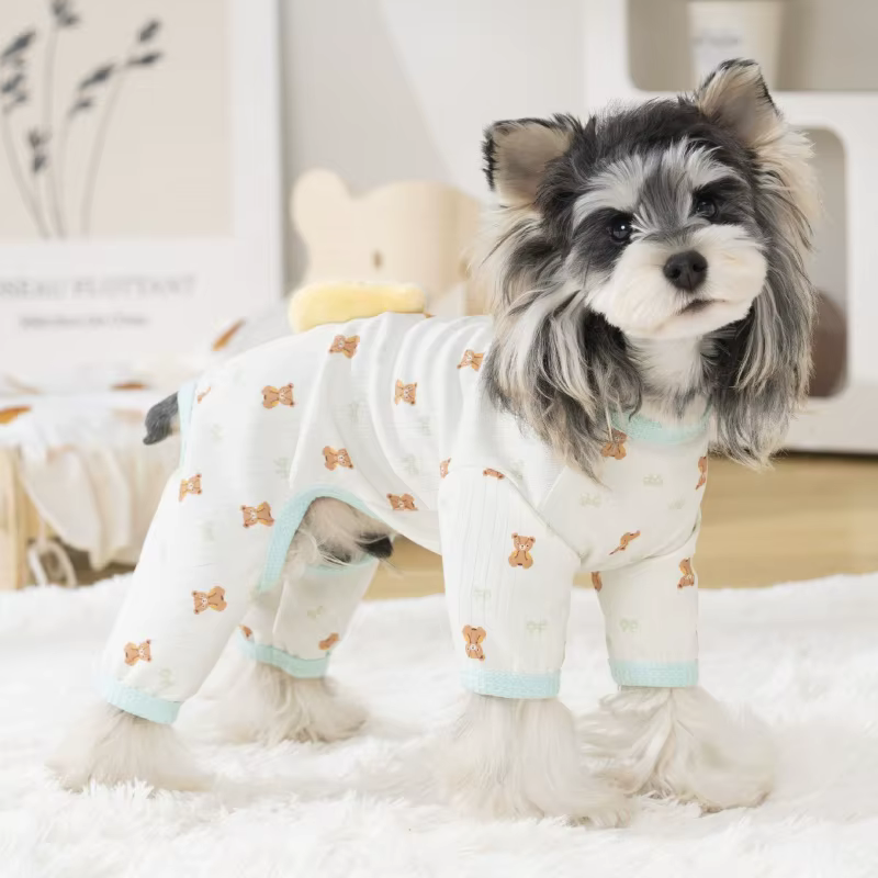 Pijama perro y gato con estampado de oso, mono suave para mascotas - imagen 4
