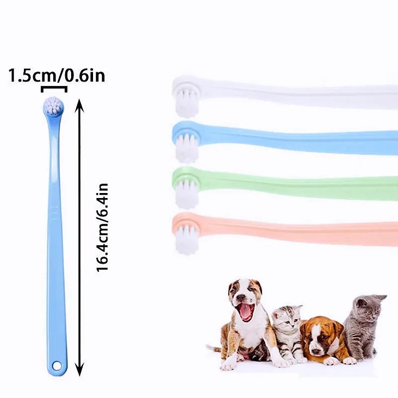 Cepillo de dientes para mascotas con cabezal redondo pequeño
