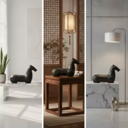 Figura de caballo minimalista brillante para gatos y perros de mesa