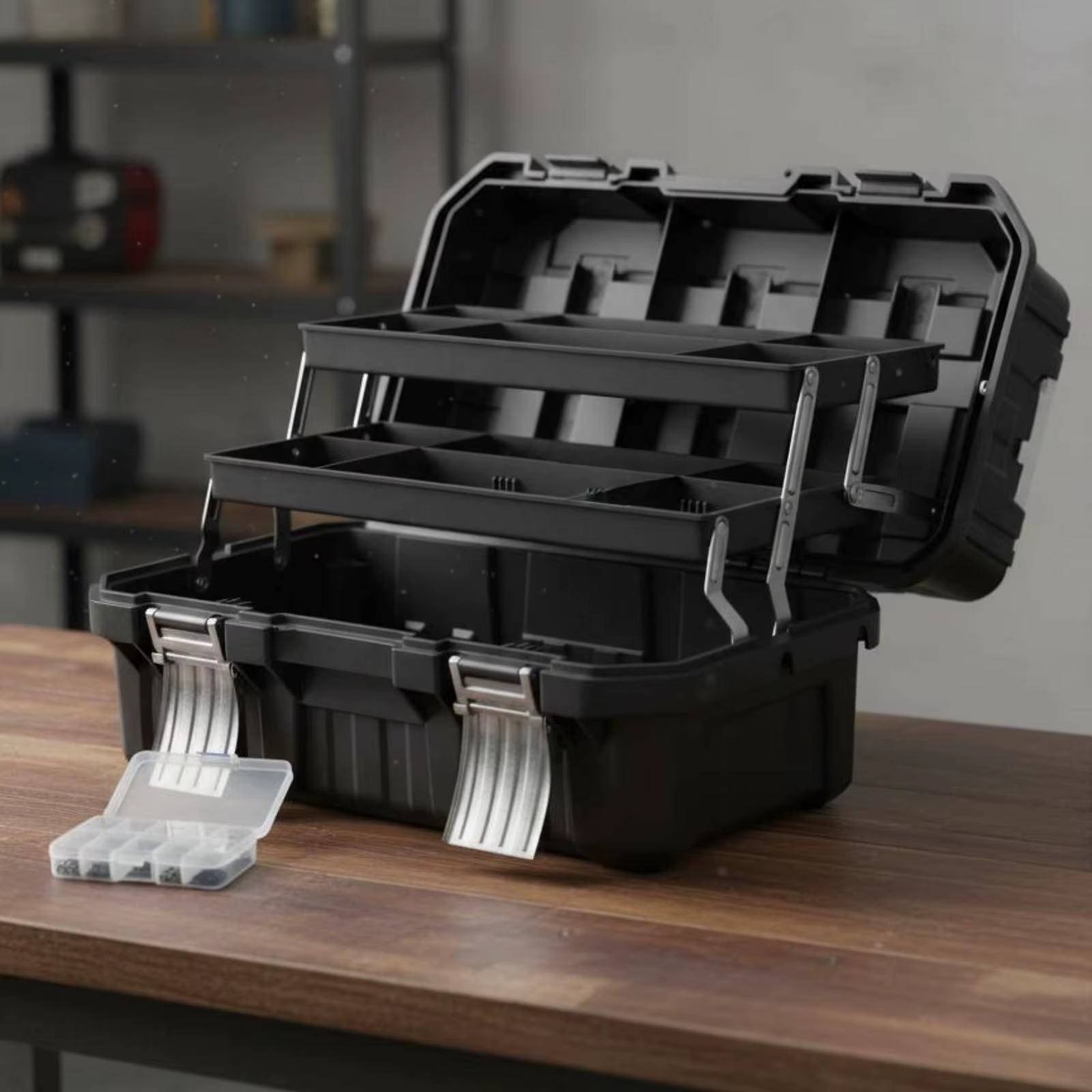 Caja de Herramientas Plegable 3 Niveles Extraíble – Organizador para Taller - imagen 3