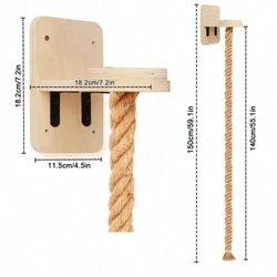 Rascador de Pared para Gatos – Estante de Madera con Sisal y Juguete