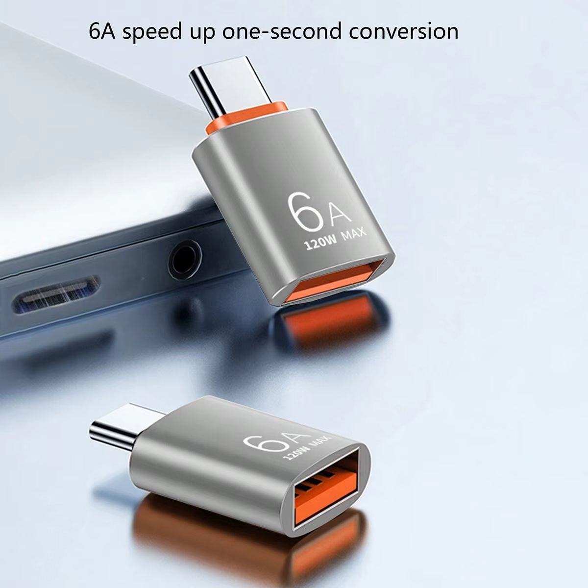 Adaptador tipo C a USB en uso