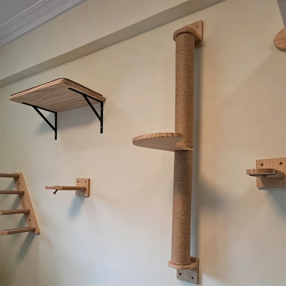 Parque trepador de pared para gatos: rascador con hamaca y casa - imagen 2