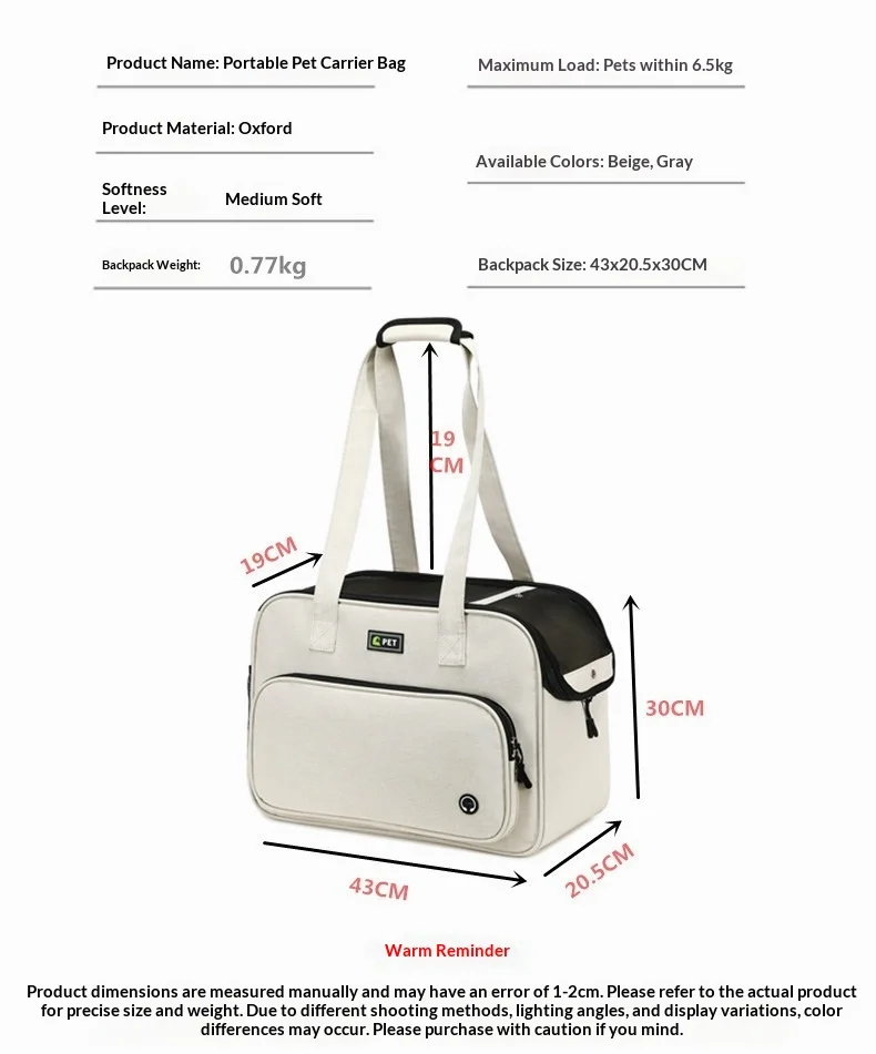 Bolsa de viaje con laterales blandos para gatitos