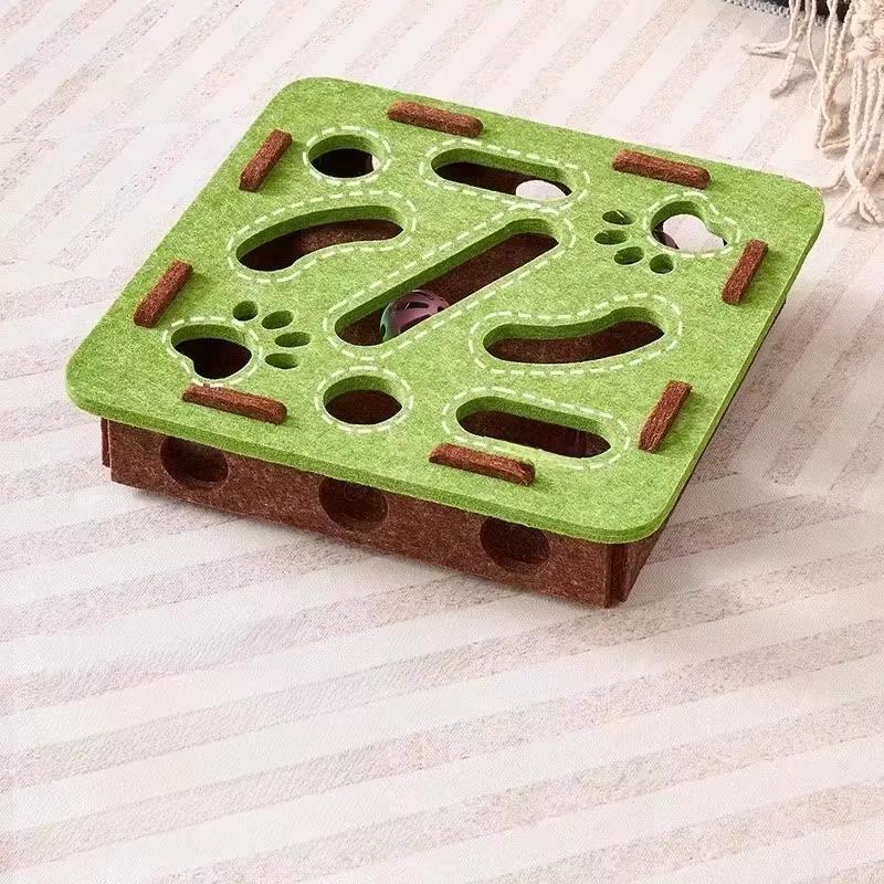 Laberinto de fieltro para gatos con bola rodante, juego de caza - imagen 2