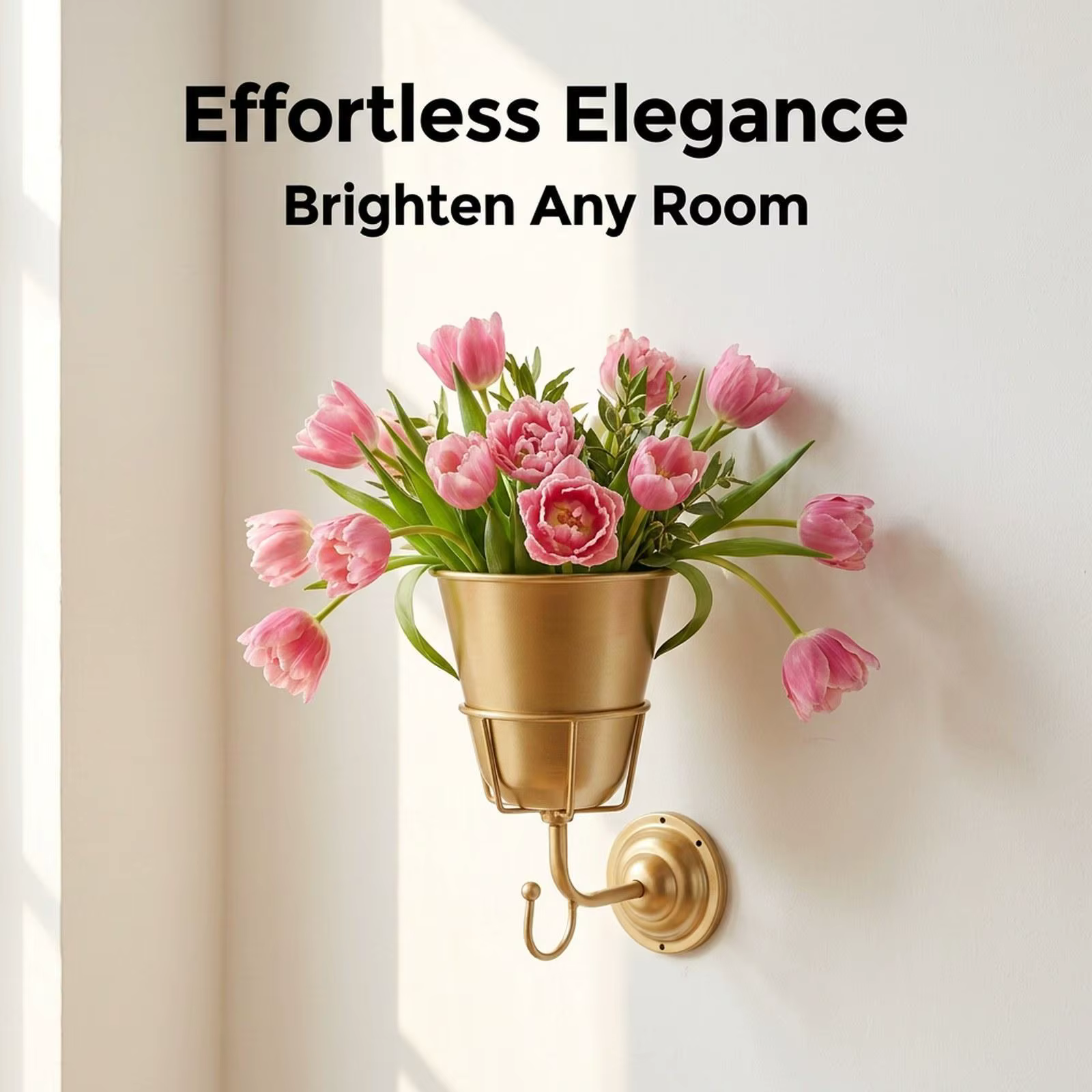 Macetero Colgante de Metal Dorado para Plantas – Soporte de Pared para Cocina - imagen 3