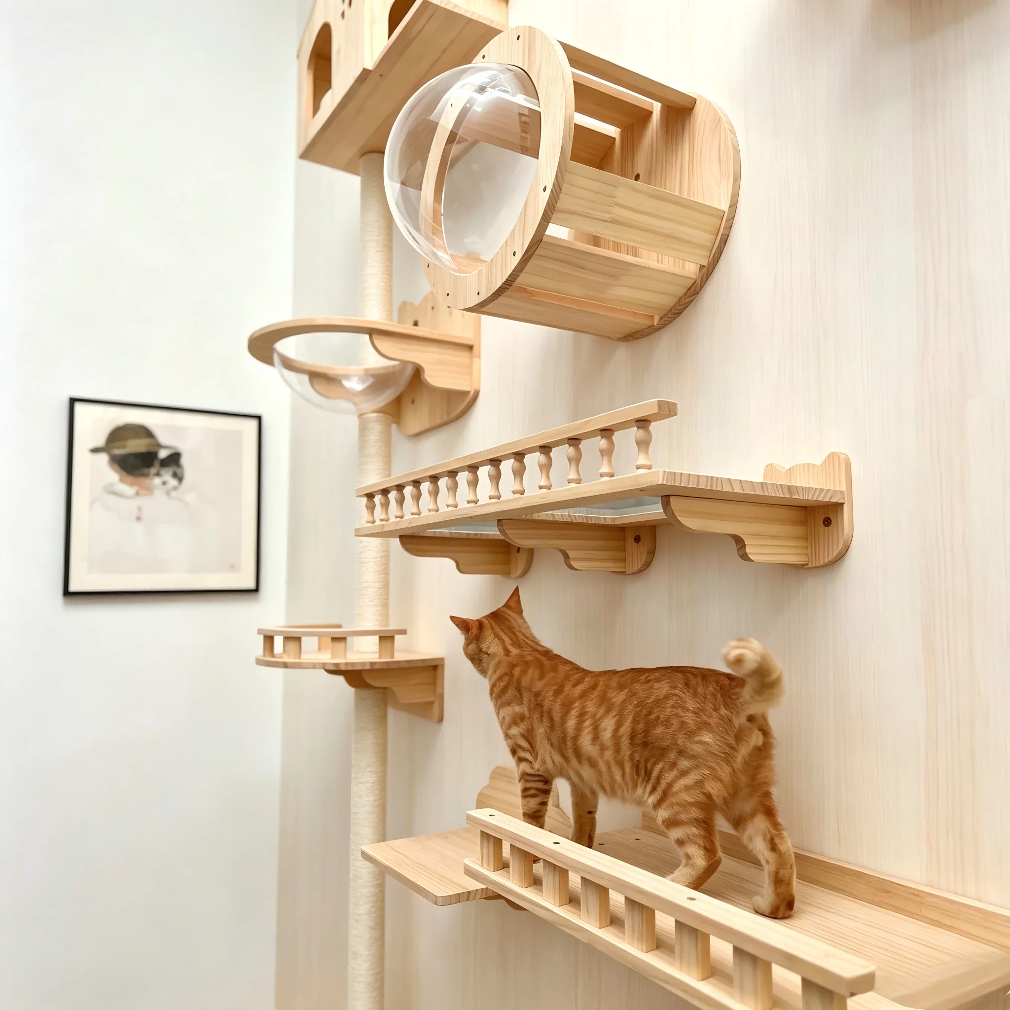 Estante de pared para gatos en ambiente interior