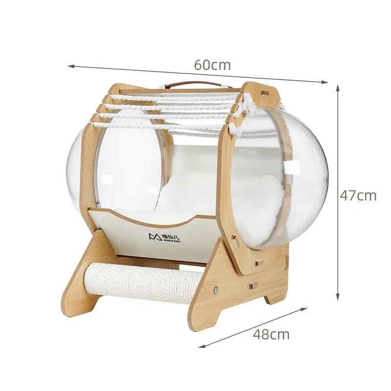 Cama cápsula de madera para gatos – nido acogedor y transpirable