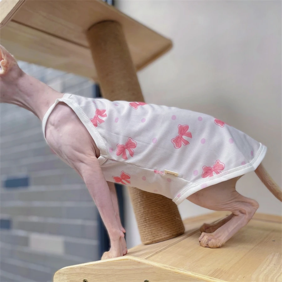 Chaleco refrescante rosa para gatos Sphynx: camiseta sin pelo