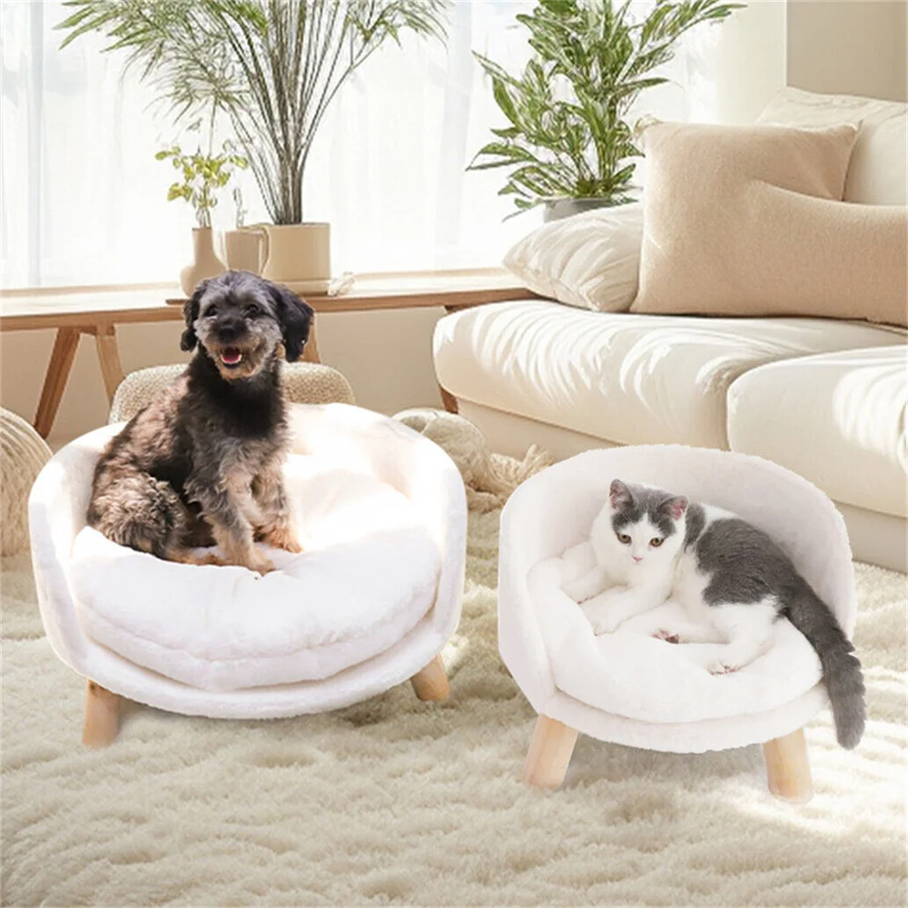 Cama sofá elevada para perros y gatos con respaldo acolchado - imagen 4