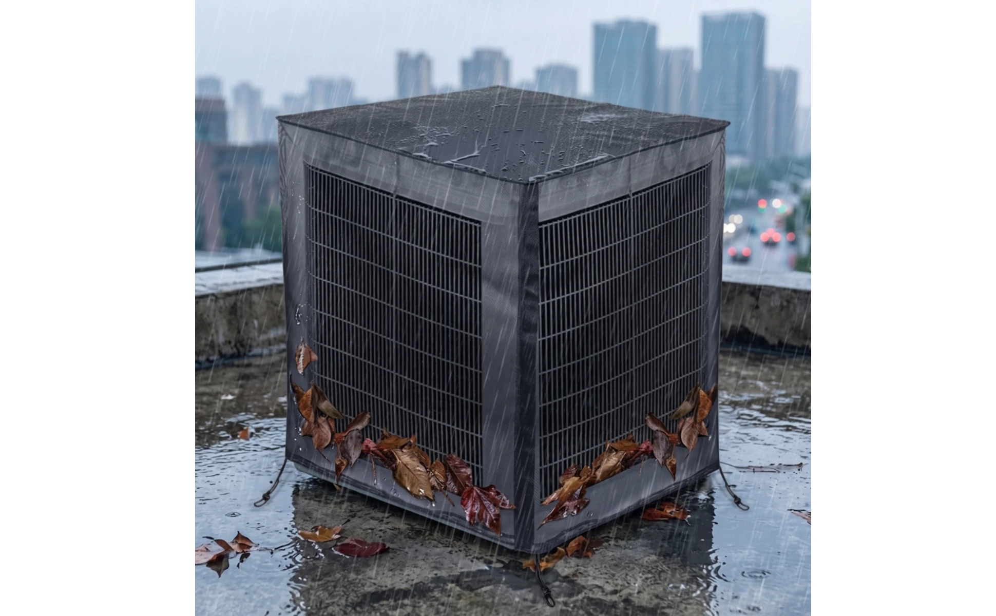 Cubierta para aire acondicionado exterior instalada en unidad