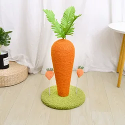 Rascador para gatos sisal con forma de zanahoria vertical y base