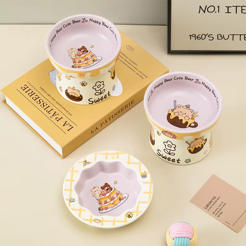 Comedero Cerámica Antideslizante Boca Ancha para Gatos – Comida y Agua con Diseño Infantil - imagen 5