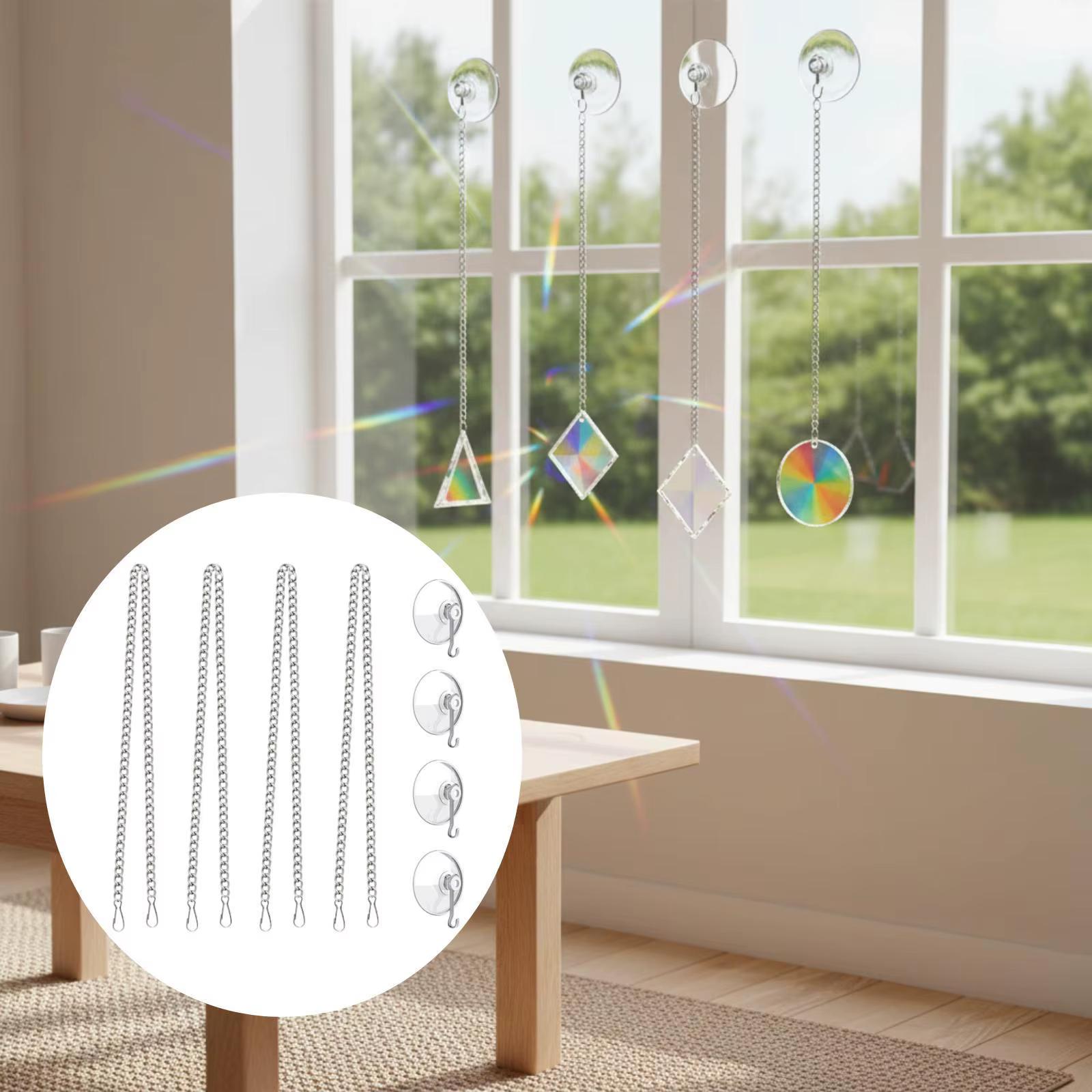 Cadena con ventosas para colgar en ventanas de vidrio, gato y perro - imagen 5
