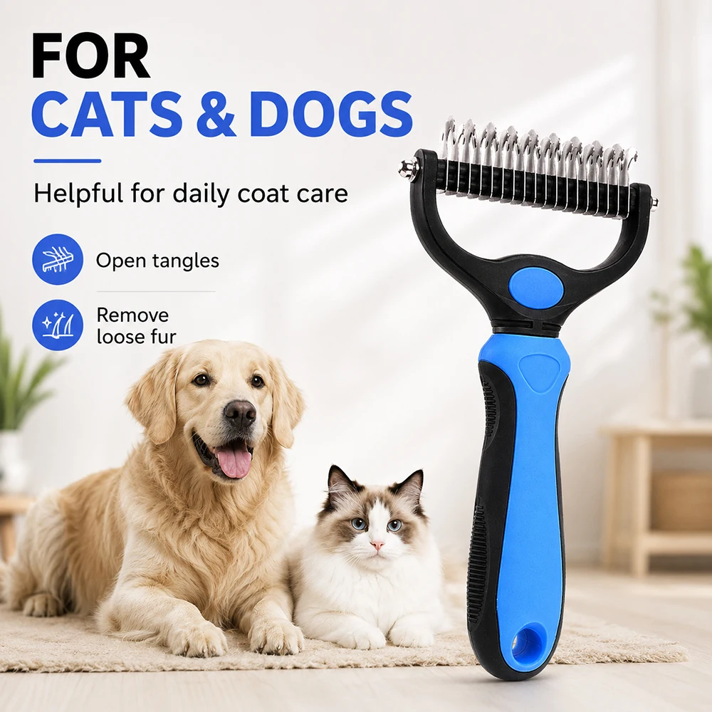 Peine desenredante doble cara para perros y gatos, nudos - imagen 2