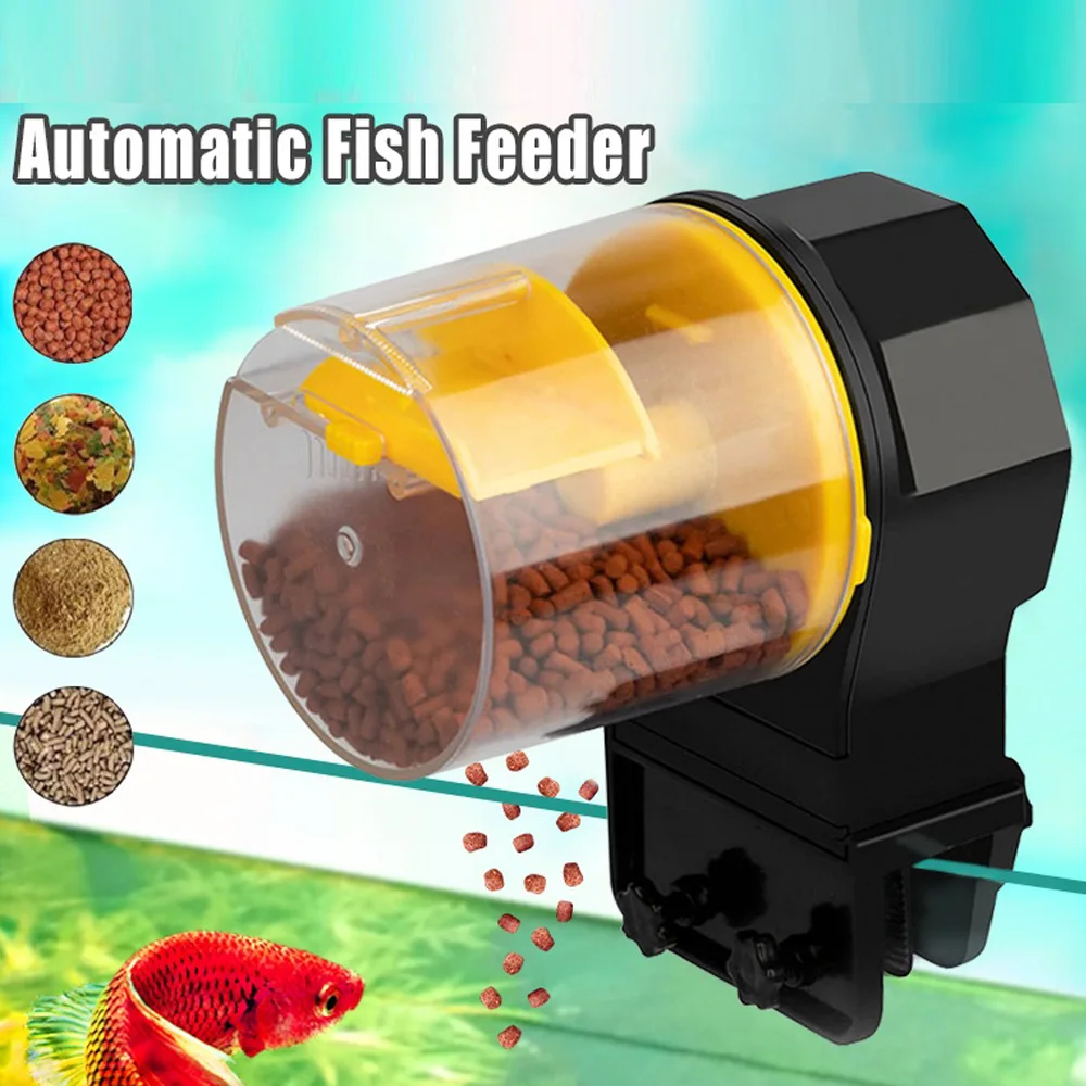 Alimentador automático instalado en acuario