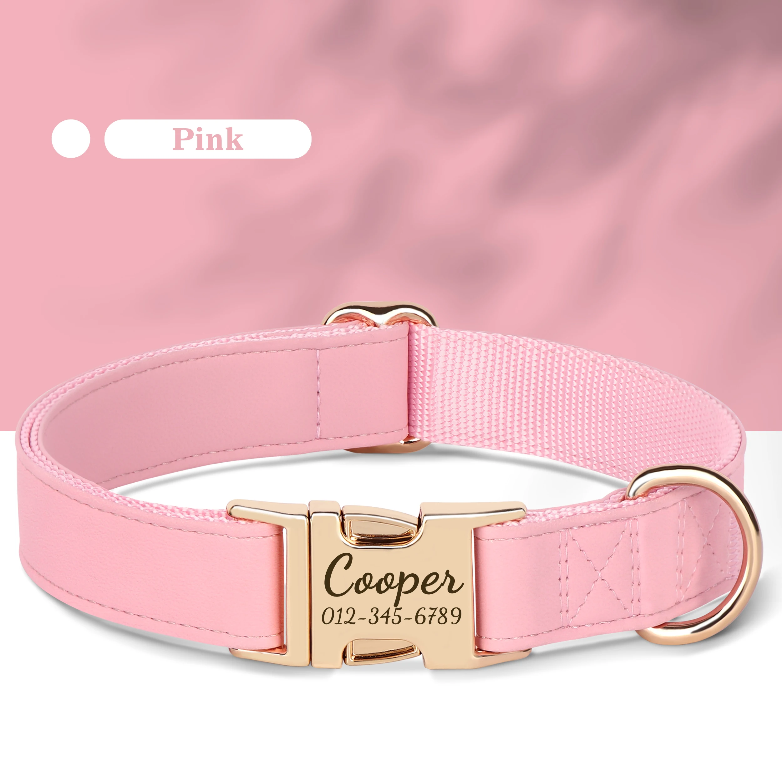 Collar de perro personalizado de cuero PU con grabado gratis