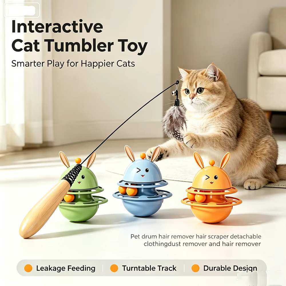 Juguete interactivo para gatos: dispensador de comida con bola y varita - imagen 4