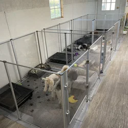 Corral acrílico para perros y cachorros con almohadilla