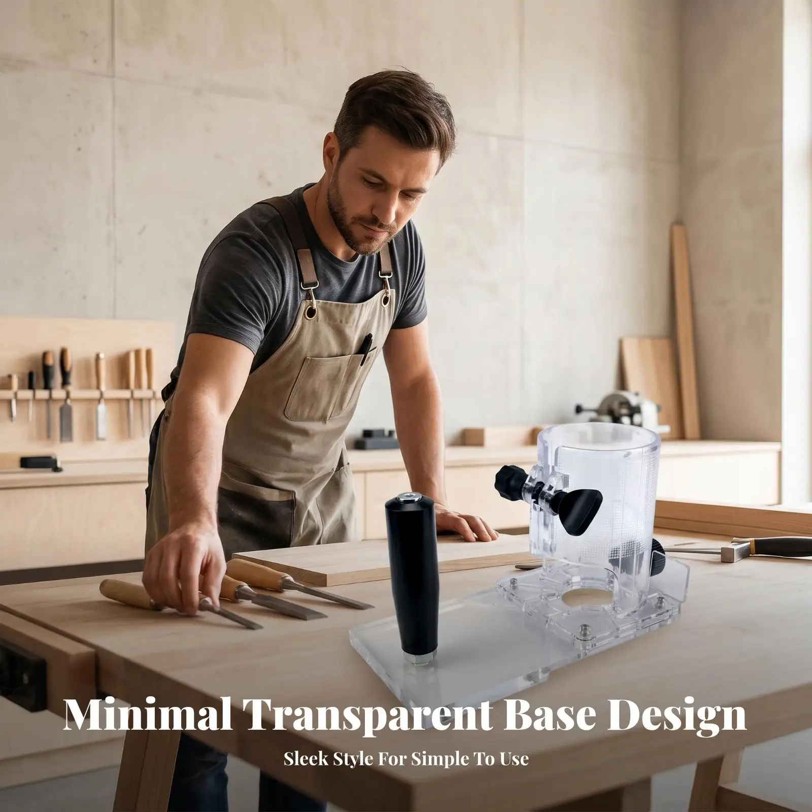 Base acrílica transparente para router con perillas de sujeción - imagen 2