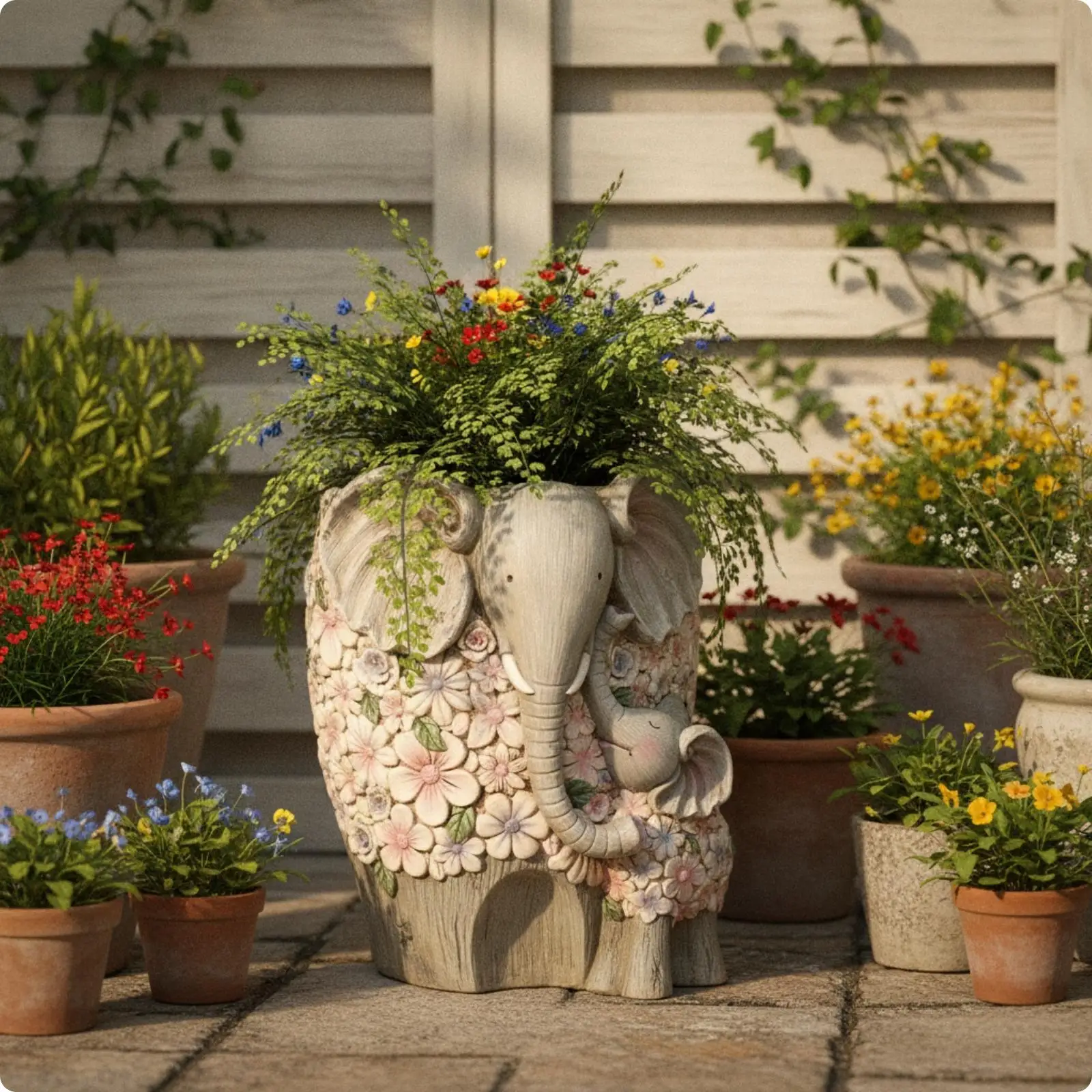 Maceta elefante para jardín, patio y balcón – Decoración exterior - imagen 3