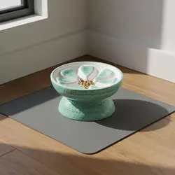 Comedero elevado de cerámica para gato antivuelco