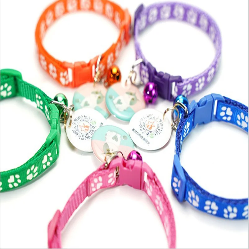 Collar con campana y huellas para gato y perro pequeño, ajustable - imagen 3