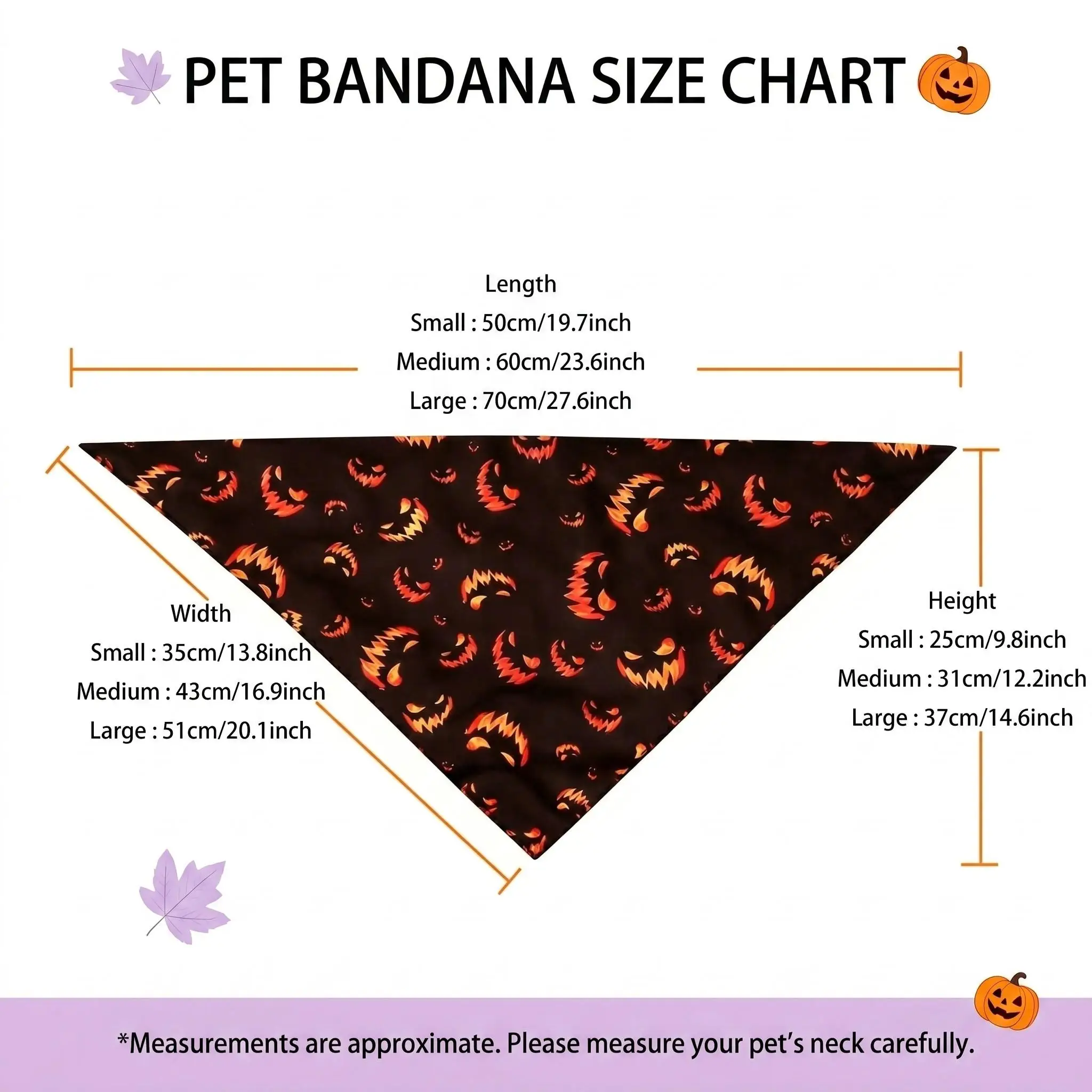 Detalle del estampado de calabaza en pañuelo para perro