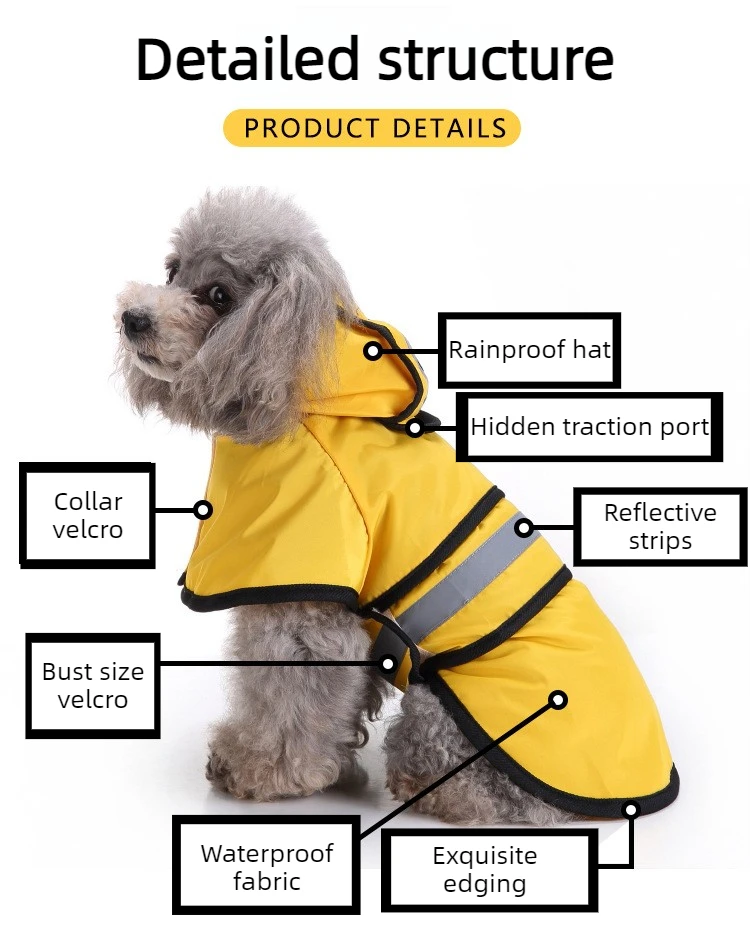 Chaqueta impermeable para perros vista lateral en amarillo