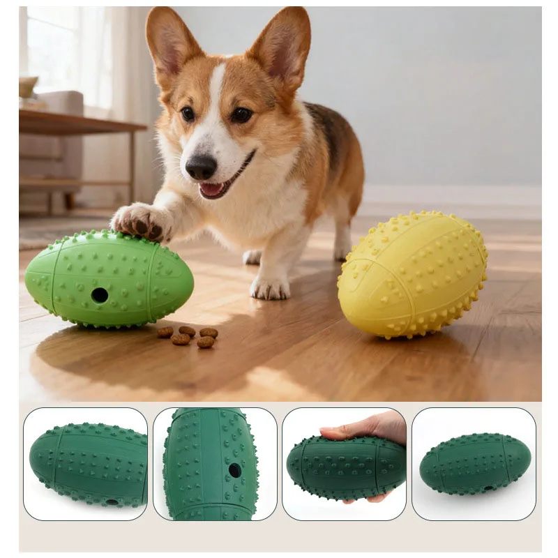 Juguete masticable para perros balón rugby de goma resistente - imagen 3