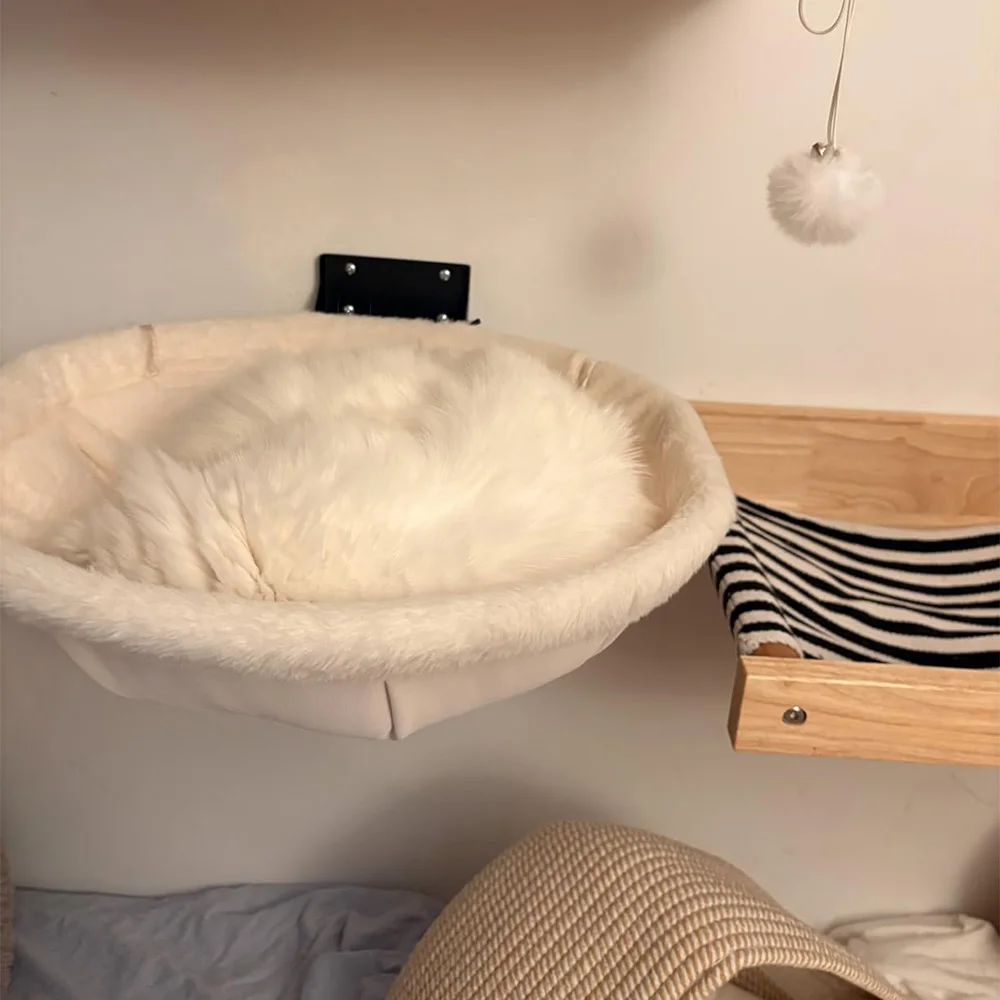 Hamaca de pared para gatos en felpa suave y malla transpirable - imagen 4