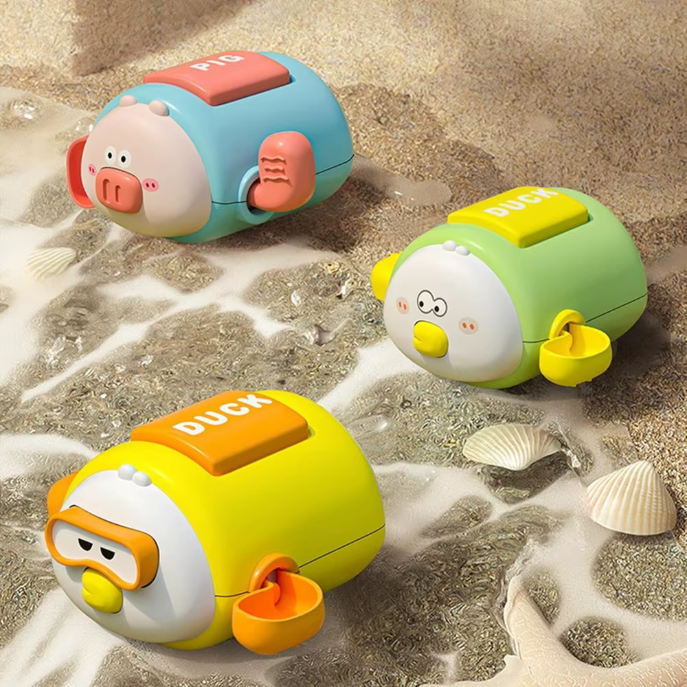 Set de juguetes flotantes para baño infantil – Pato y cerdito con cuerda - imagen 5