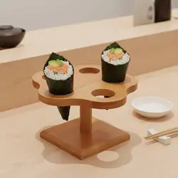 Soporte para Rollos de Sushi en Bambú con Base y Portarollos