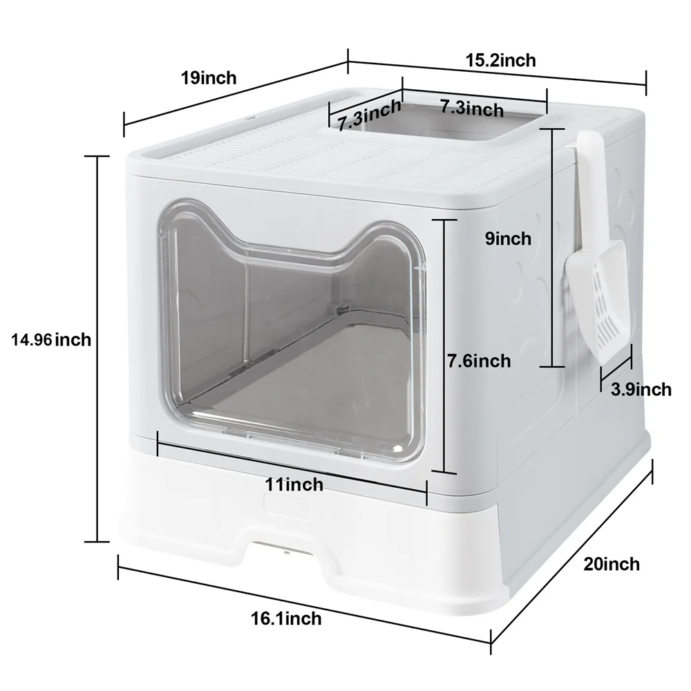 Caja de arena grande para gatos con cajón antisalpicaduras y pala - imagen 2