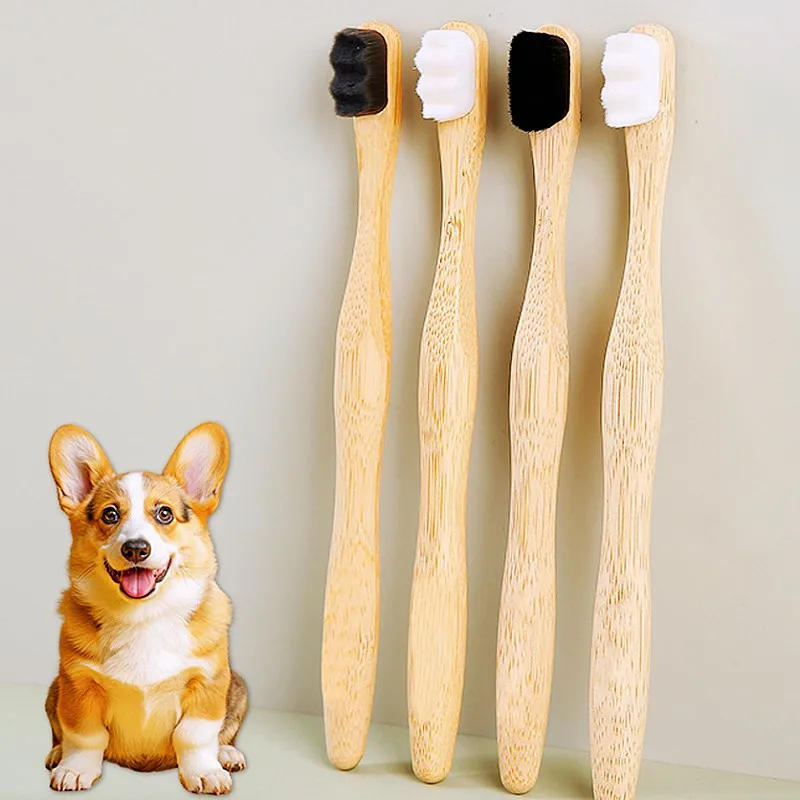 Cepillo dental para perros de cerdas suaves y mango de bambú - imagen 3