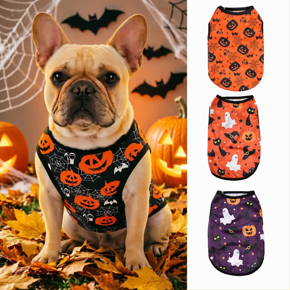 Disfraz de Halloween para perros y gatos: camiseta fantasma calabaza - imagen 3