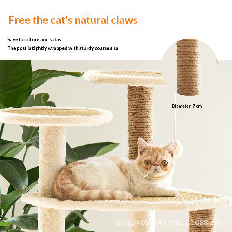 Árbol rascador para gatos con cama, plataforma y postes de sisal - imagen 3