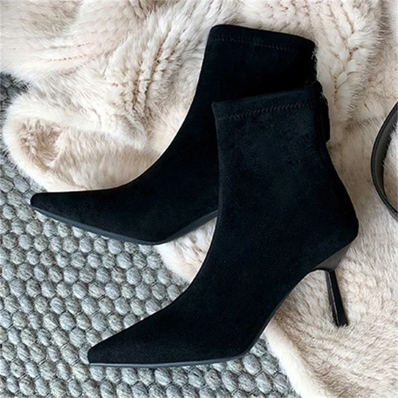 Botines Chelsea Mujer Talla Grande 43 con Cremallera, Tacón Fino, Otoño Invierno