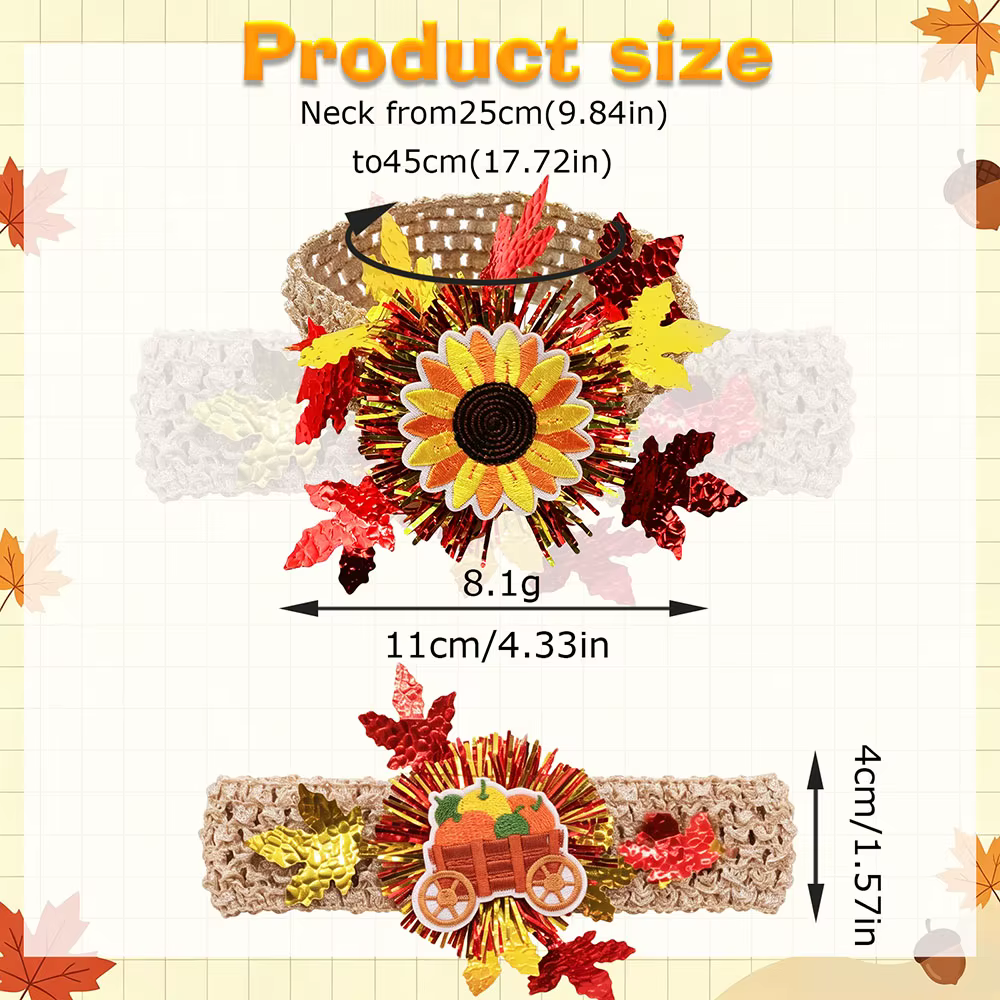 Collar elástico para perros con lazo – Pavo y hoja de arce - imagen 5