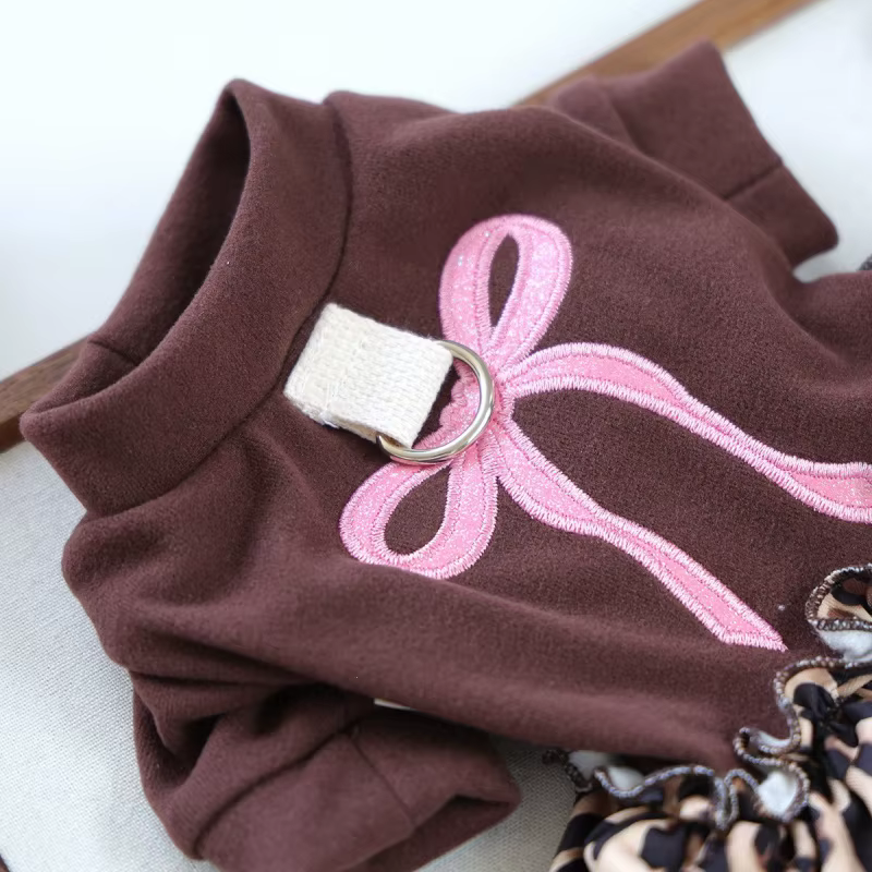 Vestido con lazo para perros pequeños Chihuahua – Estampado leopardo