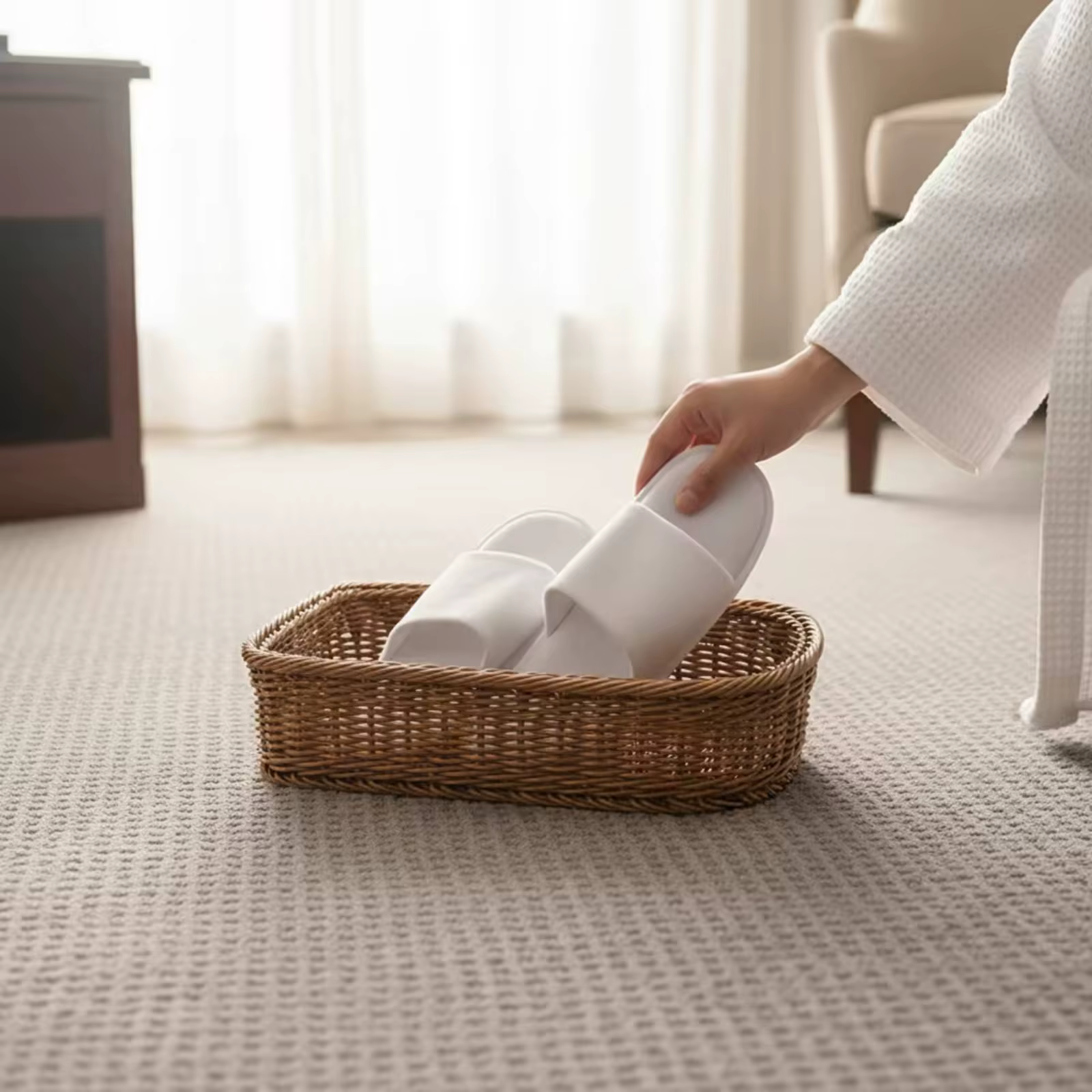 Cesta para perros y gatos tejida a mano con borde reforzado - imagen 3