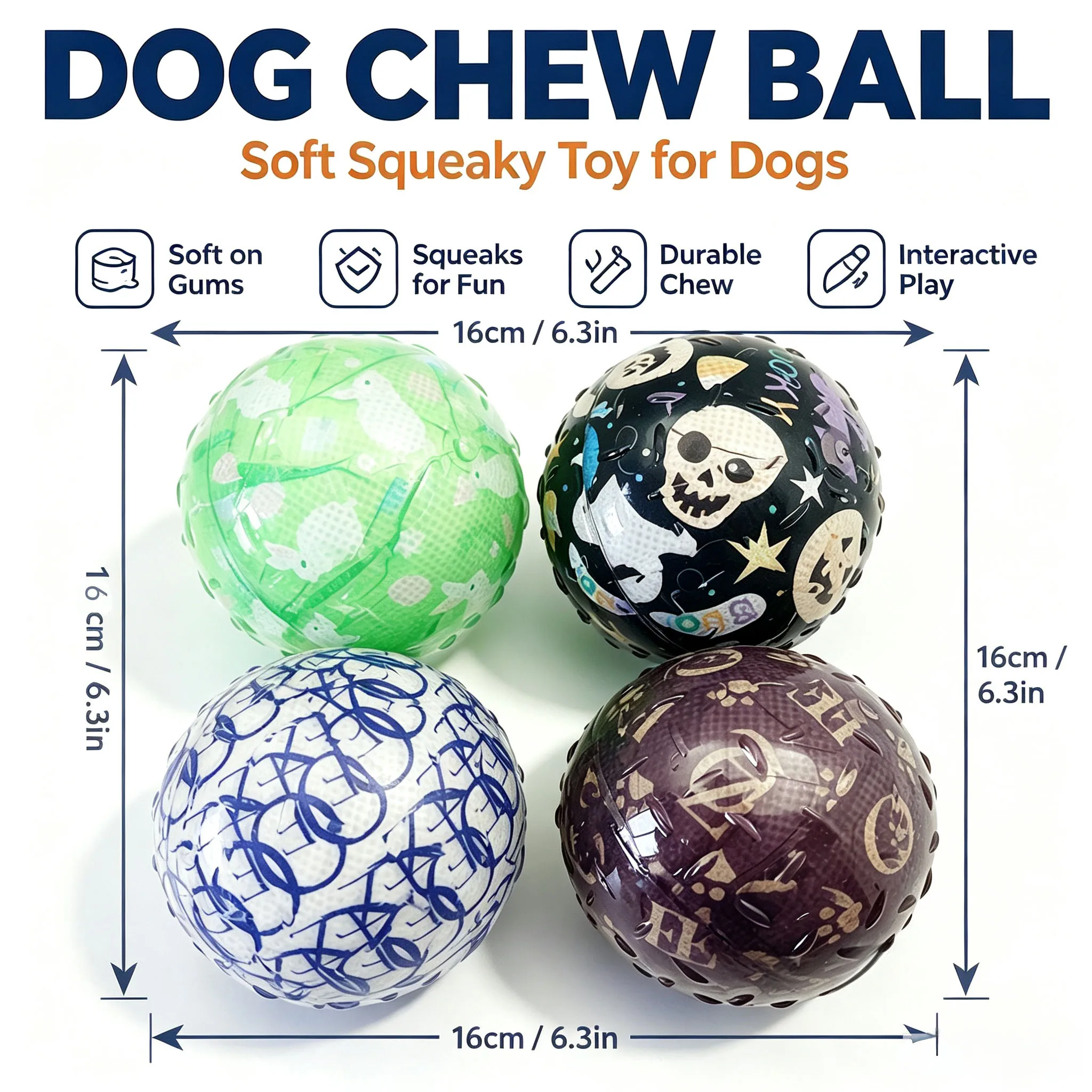 Bolas de goma con sonido para perros – Juguetes divertidos - imagen 2